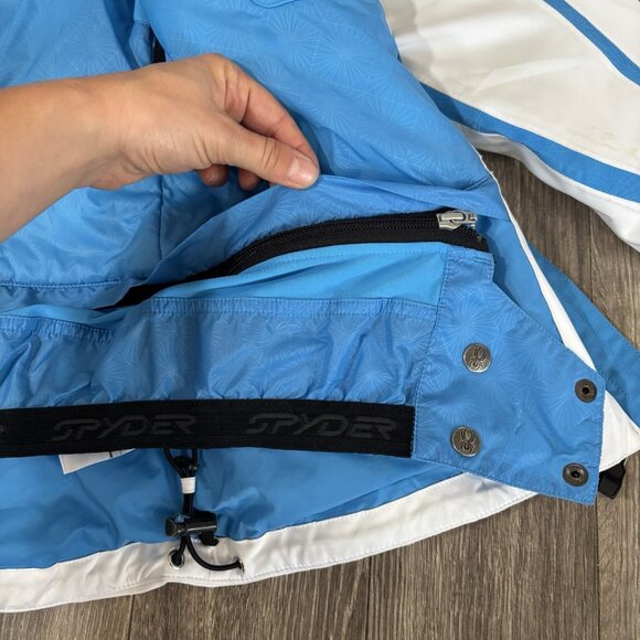 Spyder Womens Ski Jacket & Pants Set 10 White Blue Waterproof Insulated SnowSuit - Picture 15 of 16